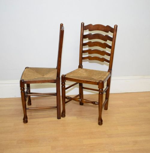 EARLY 20TH CENTURY SET OF 6 LADDER BACK DININGKITCHEN CHAIRS - ADDITIONAL PHOTO 9