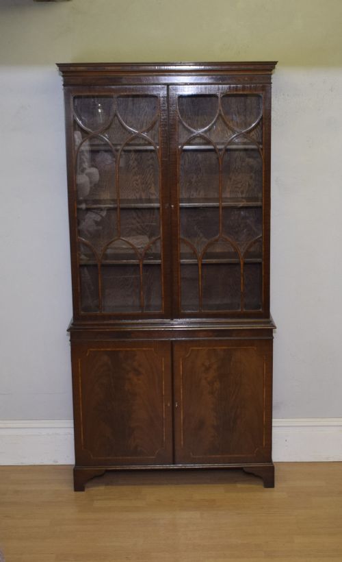 EDWARDIAN MAHOGANY INLAID BOOKCASE - ADDITIONAL PHOTO 1