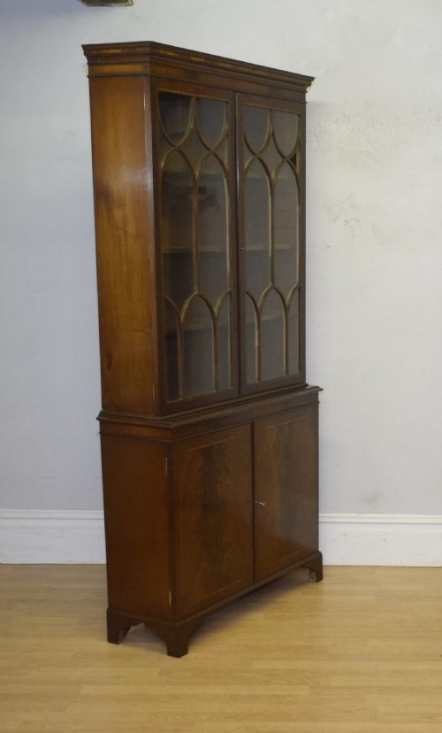 EDWARDIAN MAHOGANY INLAID BOOKCASE - ADDITIONAL PHOTO 2