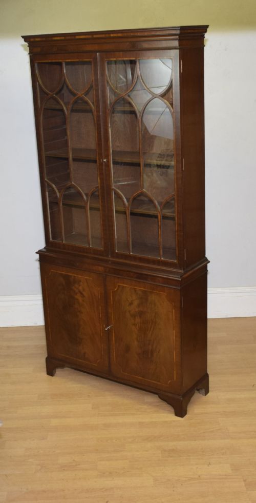 EDWARDIAN MAHOGANY INLAID BOOKCASE - ADDITIONAL PHOTO 3