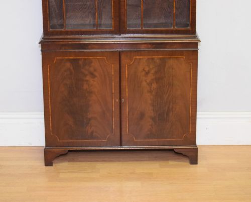 EDWARDIAN MAHOGANY INLAID BOOKCASE - ADDITIONAL PHOTO 5