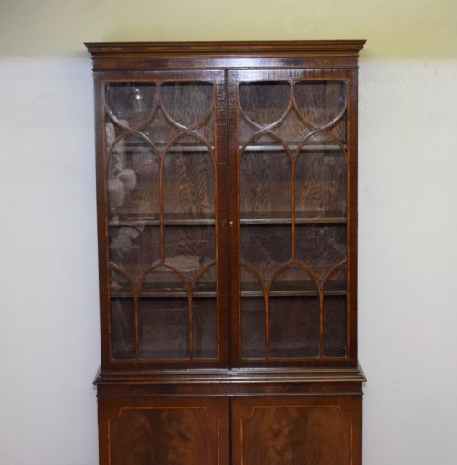 EDWARDIAN MAHOGANY INLAID BOOKCASE - ADDITIONAL PHOTO 7