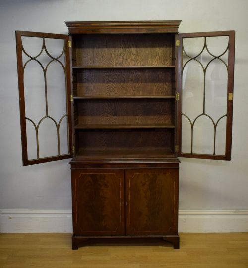 EDWARDIAN MAHOGANY INLAID BOOKCASE - ADDITIONAL PHOTO 11