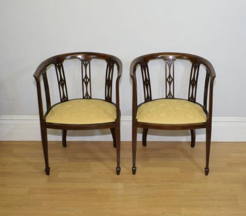 PAIR OF EDWARDIAN INLAID TUB CHAIRS - ADDITIONAL PHOTO 17