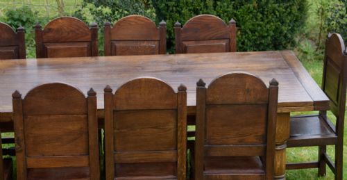 11FT 4 OAK REFECTORY TABLE 10 DINING CHAIRS - ADDITIONAL PHOTO 6