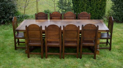 11FT 4 OAK REFECTORY TABLE 10 DINING CHAIRS - ADDITIONAL PHOTO 7