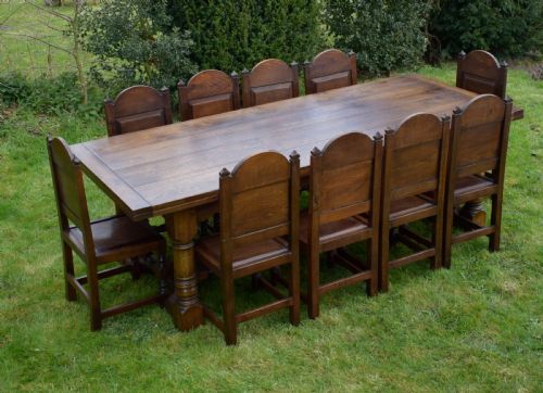 11FT 4 OAK REFECTORY TABLE 10 DINING CHAIRS - ADDITIONAL PHOTO 8