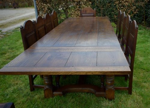 11FT 4 OAK REFECTORY TABLE 10 DINING CHAIRS - ADDITIONAL PHOTO 18