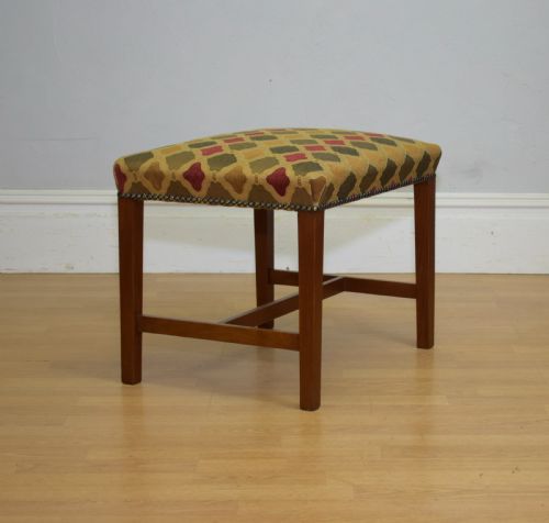 UPHOLSTERED MAHOGANY STOOL - ADDITIONAL PHOTO 1