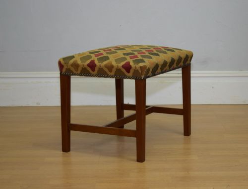 UPHOLSTERED MAHOGANY STOOL - ADDITIONAL PHOTO 4