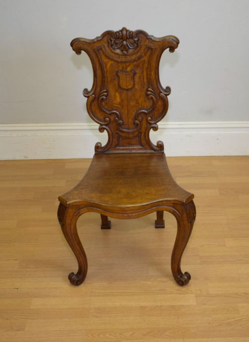 ANTIQUE QUALITY OAK HALL CHAIR - ADDITIONAL PHOTO 1