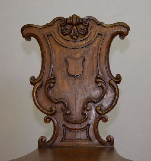 ANTIQUE QUALITY OAK HALL CHAIR - ADDITIONAL PHOTO 2