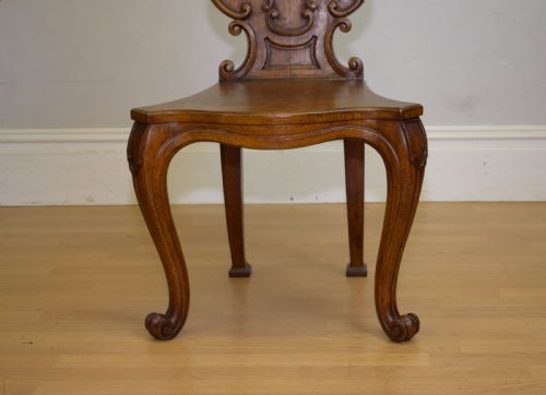 ANTIQUE QUALITY OAK HALL CHAIR - ADDITIONAL PHOTO 3