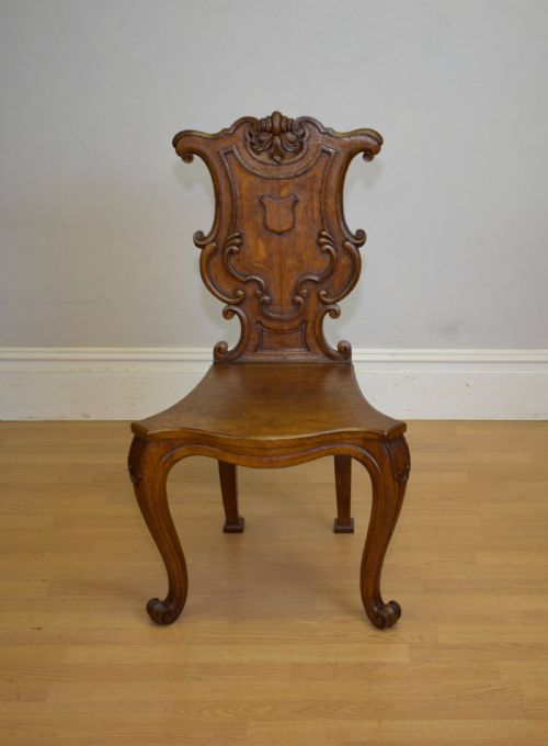 ANTIQUE QUALITY OAK HALL CHAIR - ADDITIONAL PHOTO 4