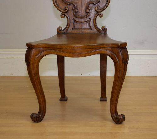 ANTIQUE QUALITY OAK HALL CHAIR - ADDITIONAL PHOTO 5