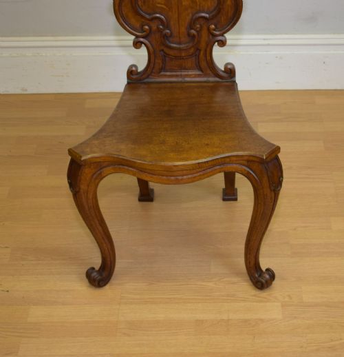 ANTIQUE QUALITY OAK HALL CHAIR - ADDITIONAL PHOTO 6