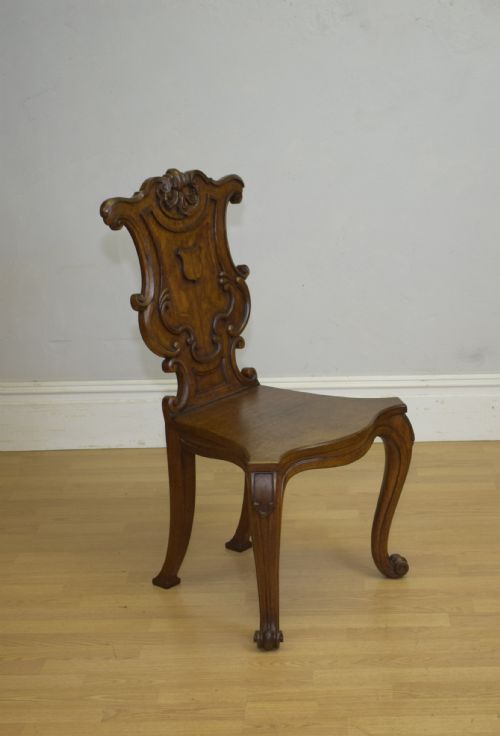ANTIQUE QUALITY OAK HALL CHAIR - ADDITIONAL PHOTO 9