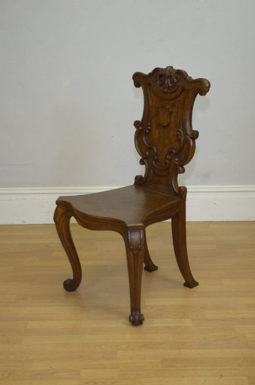 ANTIQUE QUALITY OAK HALL CHAIR - ADDITIONAL PHOTO 11