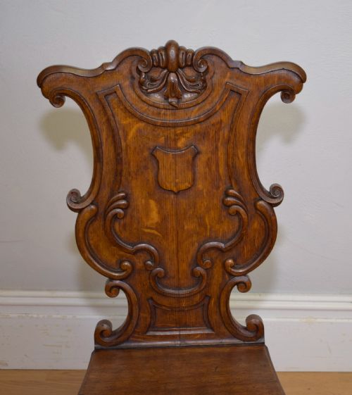 ANTIQUE QUALITY OAK HALL CHAIR - ADDITIONAL PHOTO 13