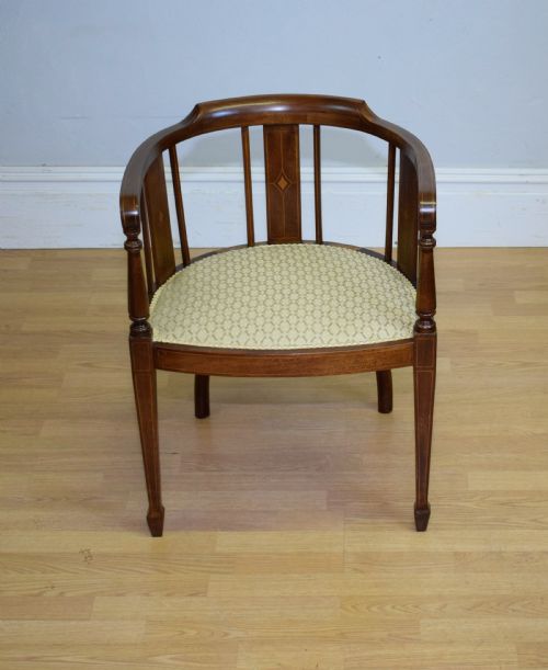 antique victorian inlaid tub chair - CATEGORY: ANTIQUE CHAIRS - DATED VICTORIAN