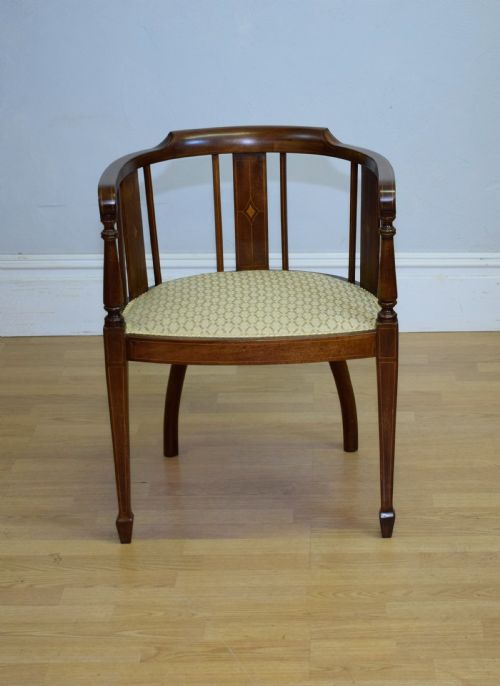ANTIQUE VICTORIAN INLAID TUB CHAIR - ADDITIONAL PHOTO 1