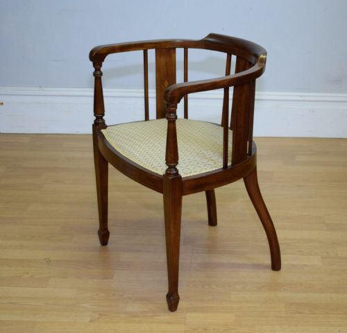 ANTIQUE VICTORIAN INLAID TUB CHAIR - ADDITIONAL PHOTO 2