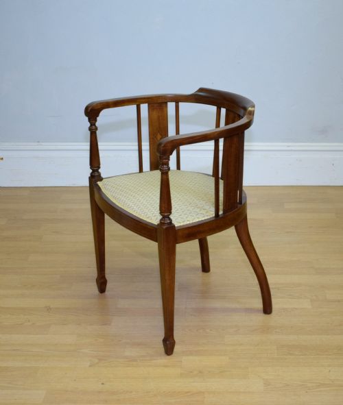 ANTIQUE VICTORIAN INLAID TUB CHAIR - ADDITIONAL PHOTO 3