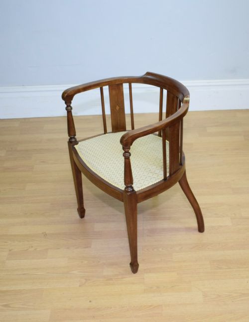 ANTIQUE VICTORIAN INLAID TUB CHAIR - ADDITIONAL PHOTO 4