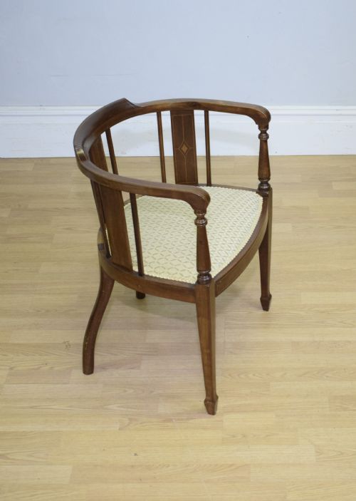 ANTIQUE VICTORIAN INLAID TUB CHAIR - ADDITIONAL PHOTO 6