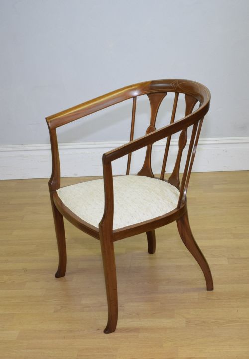 ANTIQUE VICTORIAN INLAID TUB CHAIR - ADDITIONAL PHOTO 1