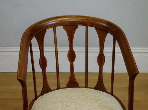 ANTIQUE VICTORIAN INLAID TUB CHAIR - ADDITIONAL PHOTO 2