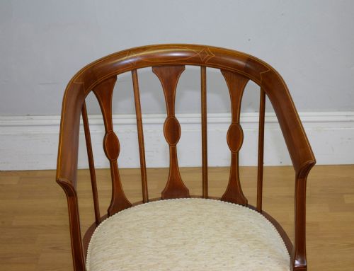 ANTIQUE VICTORIAN INLAID TUB CHAIR - ADDITIONAL PHOTO 3