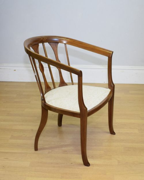 ANTIQUE VICTORIAN INLAID TUB CHAIR - ADDITIONAL PHOTO 4