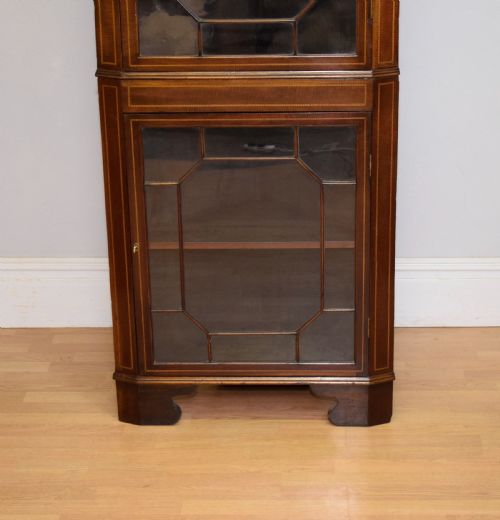 ANTIQUE EDWARDIAN INLAID CORNER DISPLAY CUPBOARD - ADDITIONAL PHOTO 1