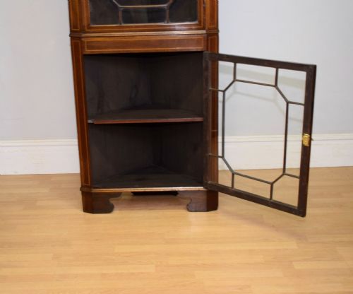 ANTIQUE EDWARDIAN INLAID CORNER DISPLAY CUPBOARD - ADDITIONAL PHOTO 4