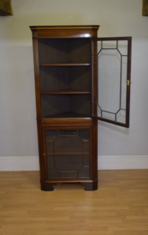 ANTIQUE EDWARDIAN INLAID CORNER DISPLAY CUPBOARD - ADDITIONAL PHOTO 8