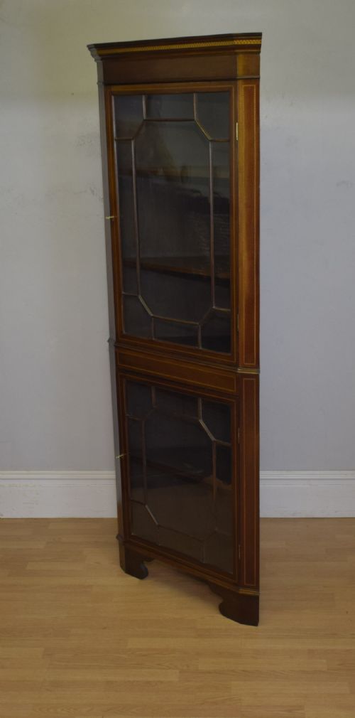 ANTIQUE EDWARDIAN INLAID CORNER DISPLAY CUPBOARD - ADDITIONAL PHOTO 10