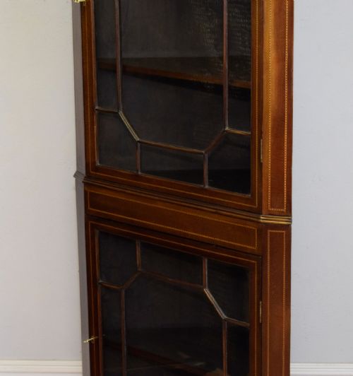 ANTIQUE EDWARDIAN INLAID CORNER DISPLAY CUPBOARD - ADDITIONAL PHOTO 11