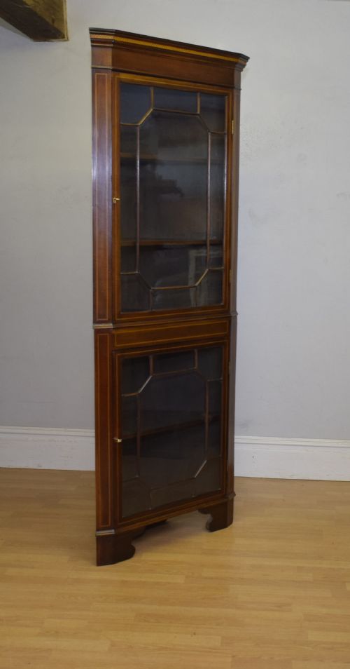 ANTIQUE EDWARDIAN INLAID CORNER DISPLAY CUPBOARD - ADDITIONAL PHOTO 18