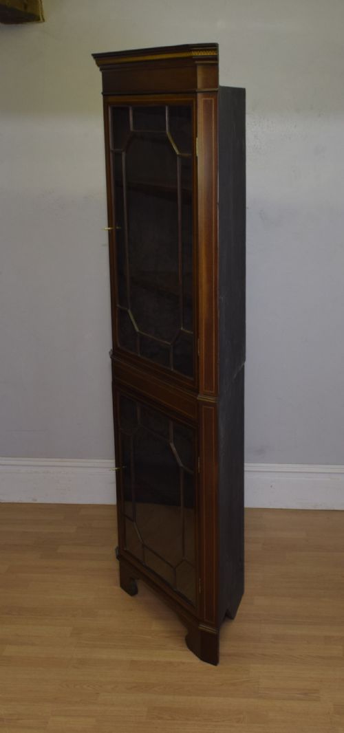 ANTIQUE EDWARDIAN INLAID CORNER DISPLAY CUPBOARD - ADDITIONAL PHOTO 20