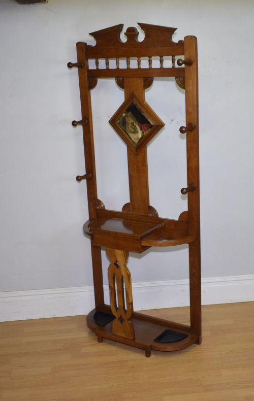 EDWARDIAN WALNUT HALL STAND - ADDITIONAL PHOTO 1