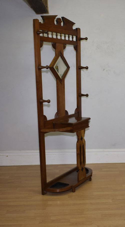 EDWARDIAN WALNUT HALL STAND - ADDITIONAL PHOTO 2