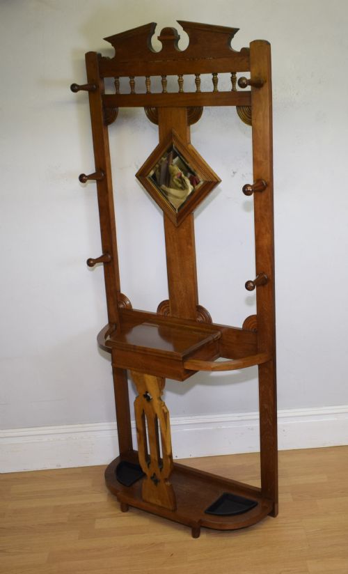 EDWARDIAN WALNUT HALL STAND - ADDITIONAL PHOTO 3