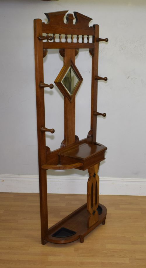 EDWARDIAN WALNUT HALL STAND - ADDITIONAL PHOTO 6