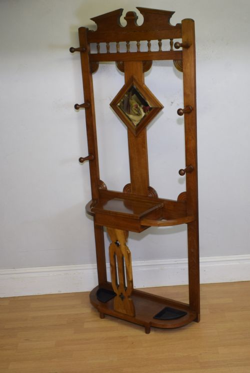 EDWARDIAN WALNUT HALL STAND - ADDITIONAL PHOTO 9