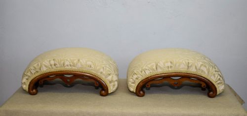 VICTORIAN PAIR OF WALNUT FOOT STOOLS - ADDITIONAL PHOTO 1