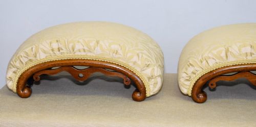 VICTORIAN PAIR OF WALNUT FOOT STOOLS - ADDITIONAL PHOTO 3