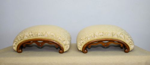VICTORIAN PAIR OF WALNUT FOOT STOOLS - ADDITIONAL PHOTO 4