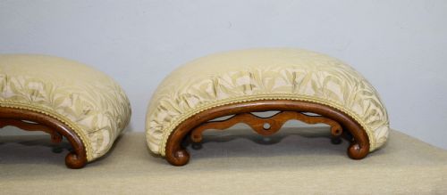 VICTORIAN PAIR OF WALNUT FOOT STOOLS - ADDITIONAL PHOTO 7