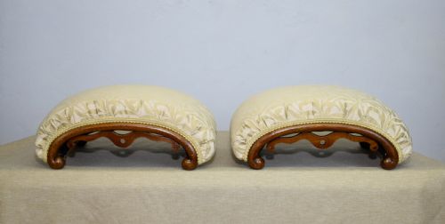 VICTORIAN PAIR OF WALNUT FOOT STOOLS - ADDITIONAL PHOTO 23